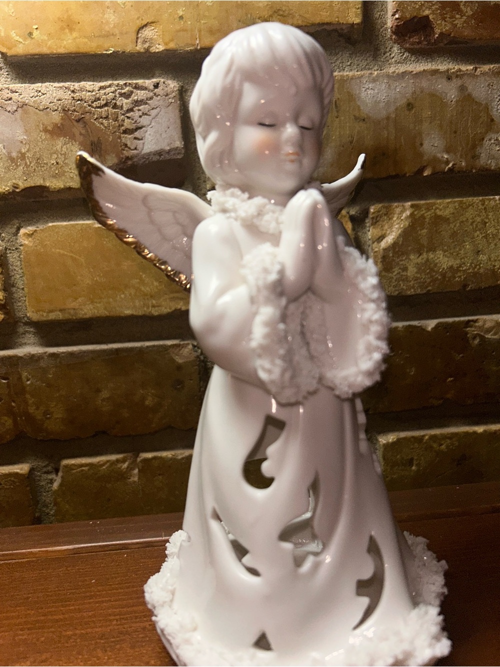 White Praying Angel Tealight Figurine Home Accent